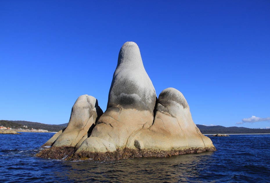 A close up of Sloop Rock in Bay of Fires