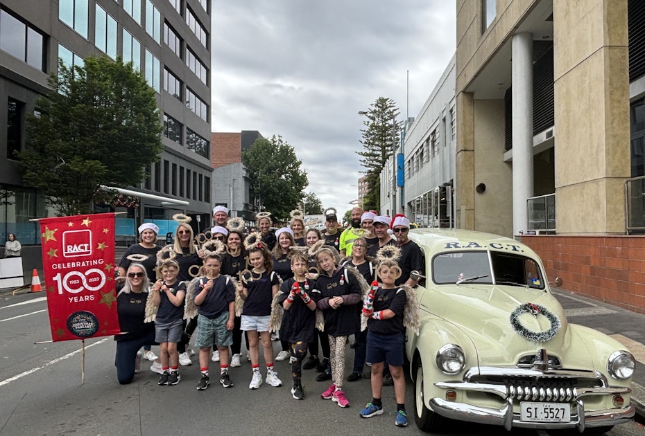 RACT staff and their families at the Hobart Christmas Pageant