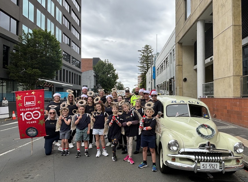 RACT staff and their families at the Hobart Christmas Pageant