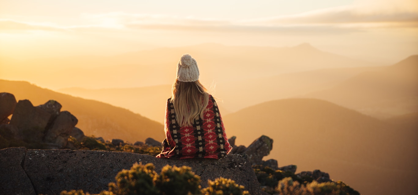 Taking in the views at the summit of Kunanyi/Mt Wellington Taking in the views at the summit of Kunanyi/Mt Wellington