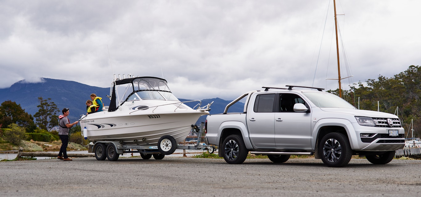 Getting ready to reverse boat in the water