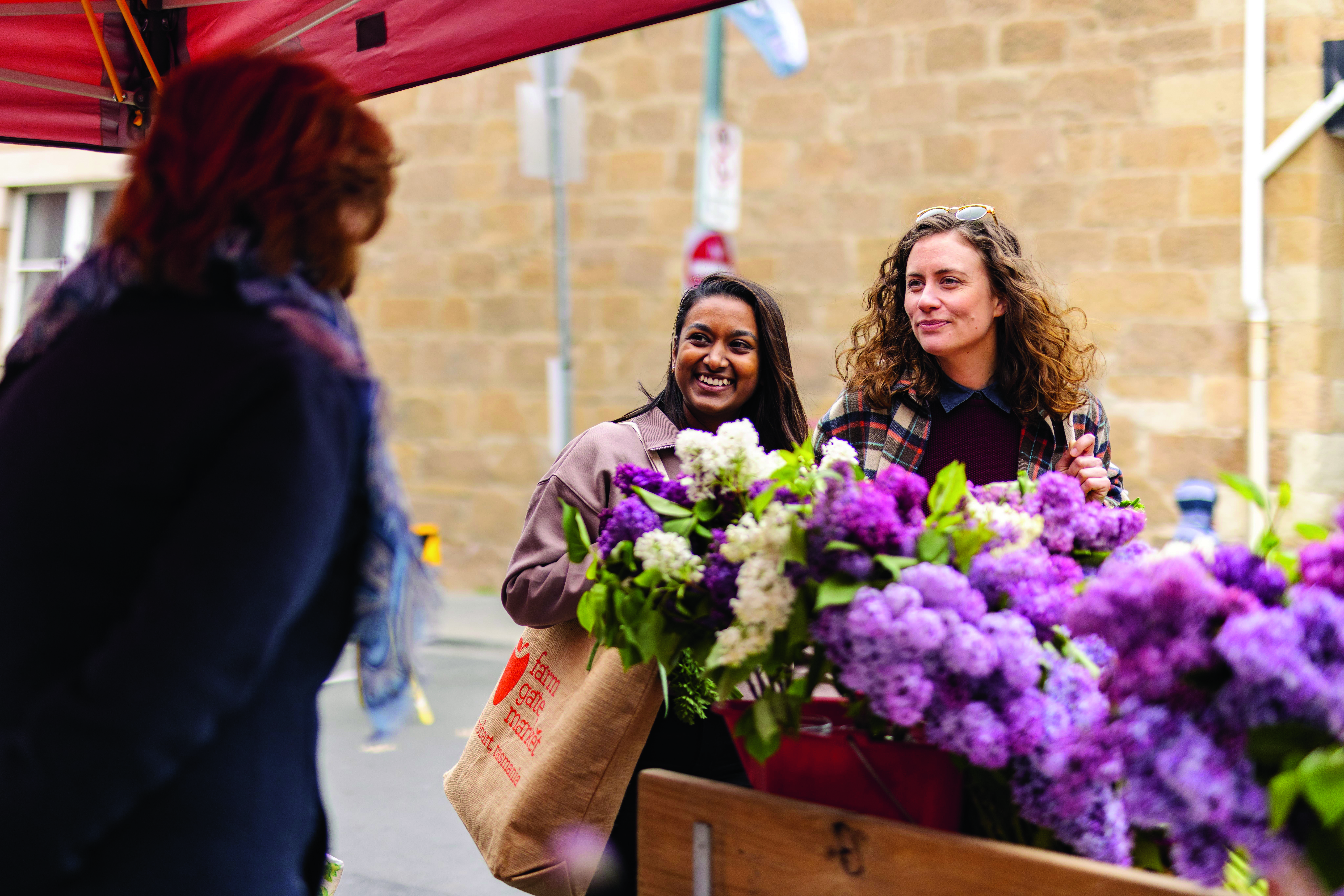 Fresh flowers at Hobart's Farm Gate Market