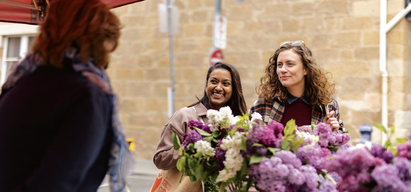 Fresh flowers at Hobart's Farm Gate Market Fresh flowers at Hobart's Farm Gate Market