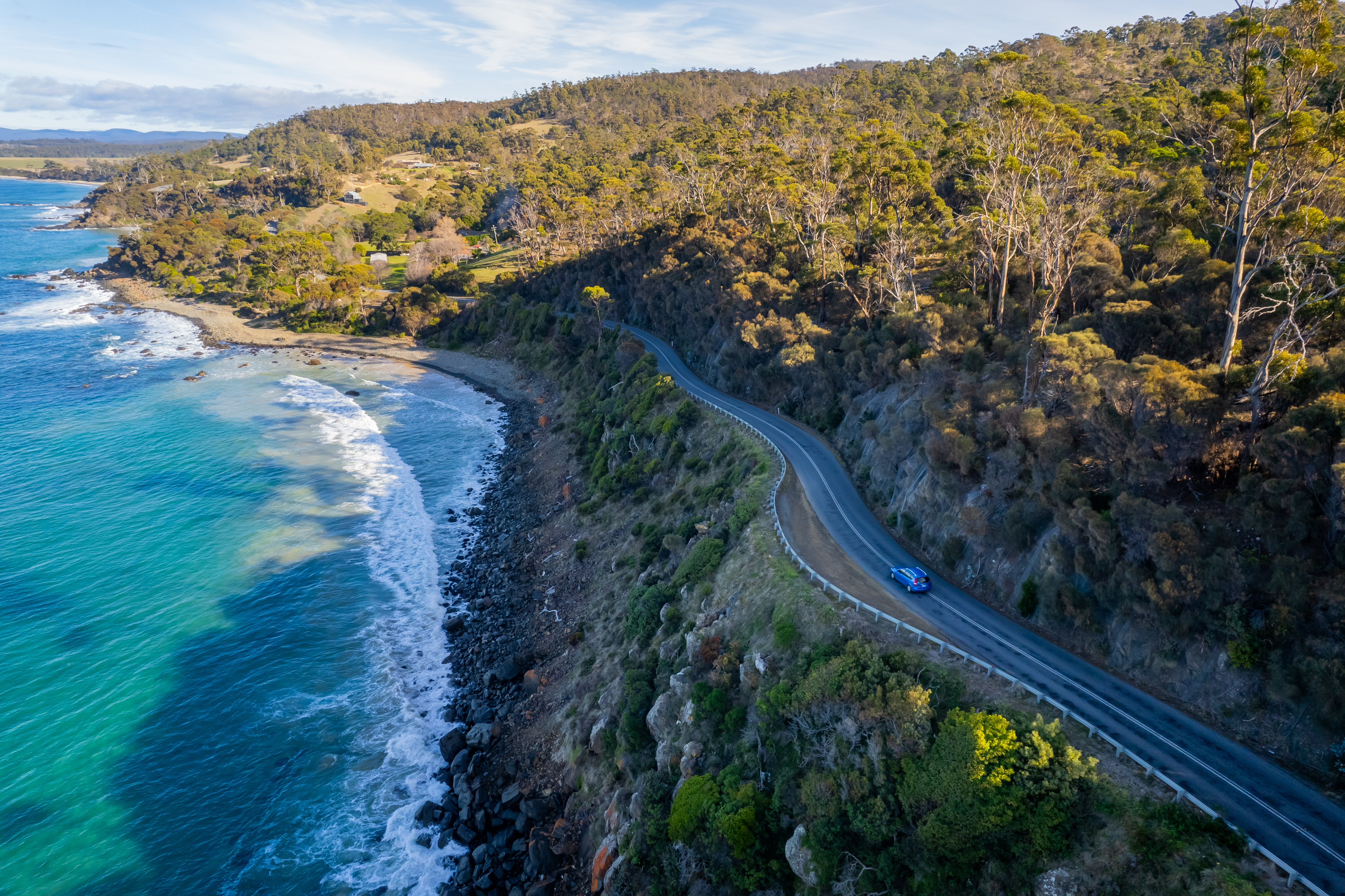 Car on the east coast of Tasmania