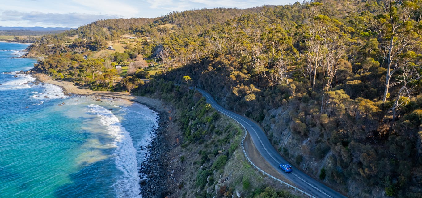 Car on the east coast of Tasmania