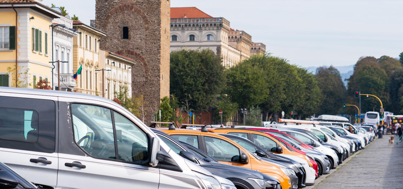 Cars parked in a carpark overseas