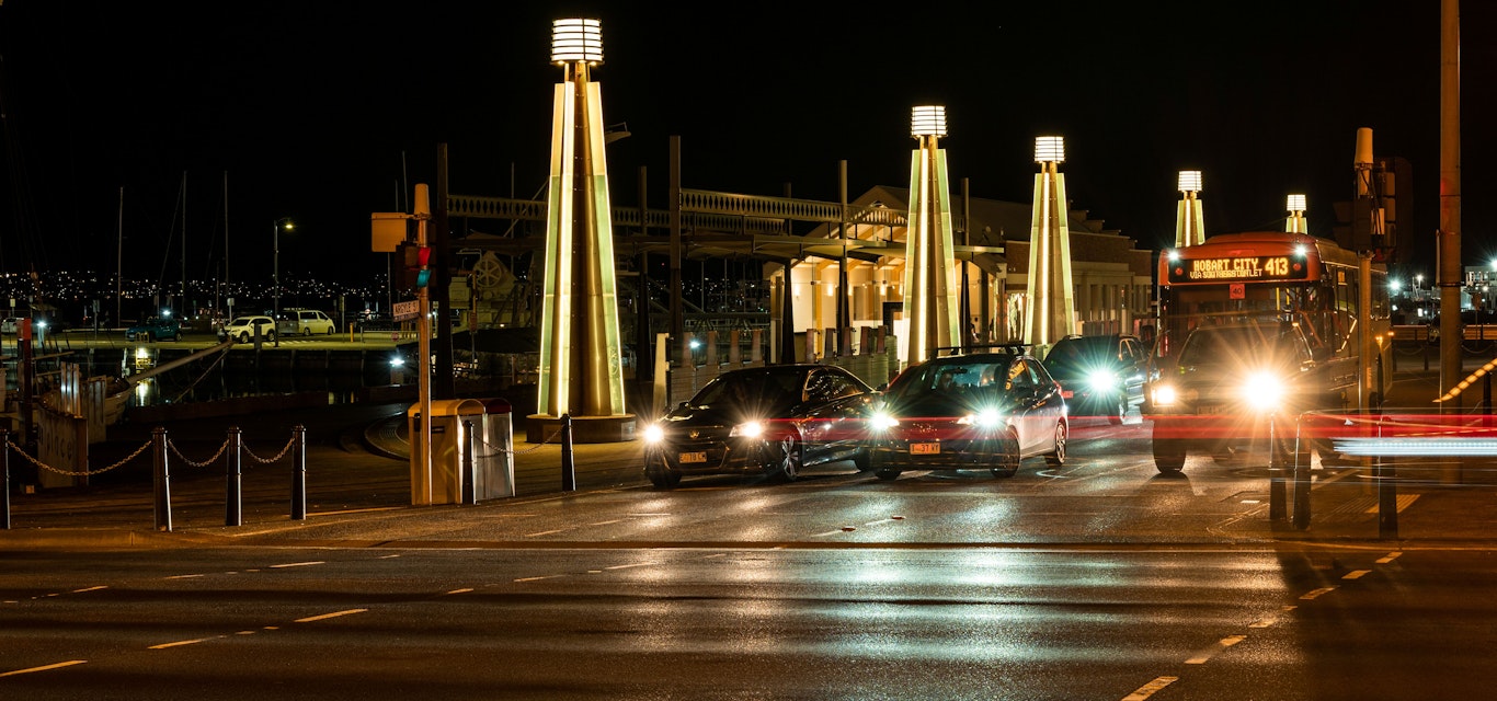 Cars driving at night