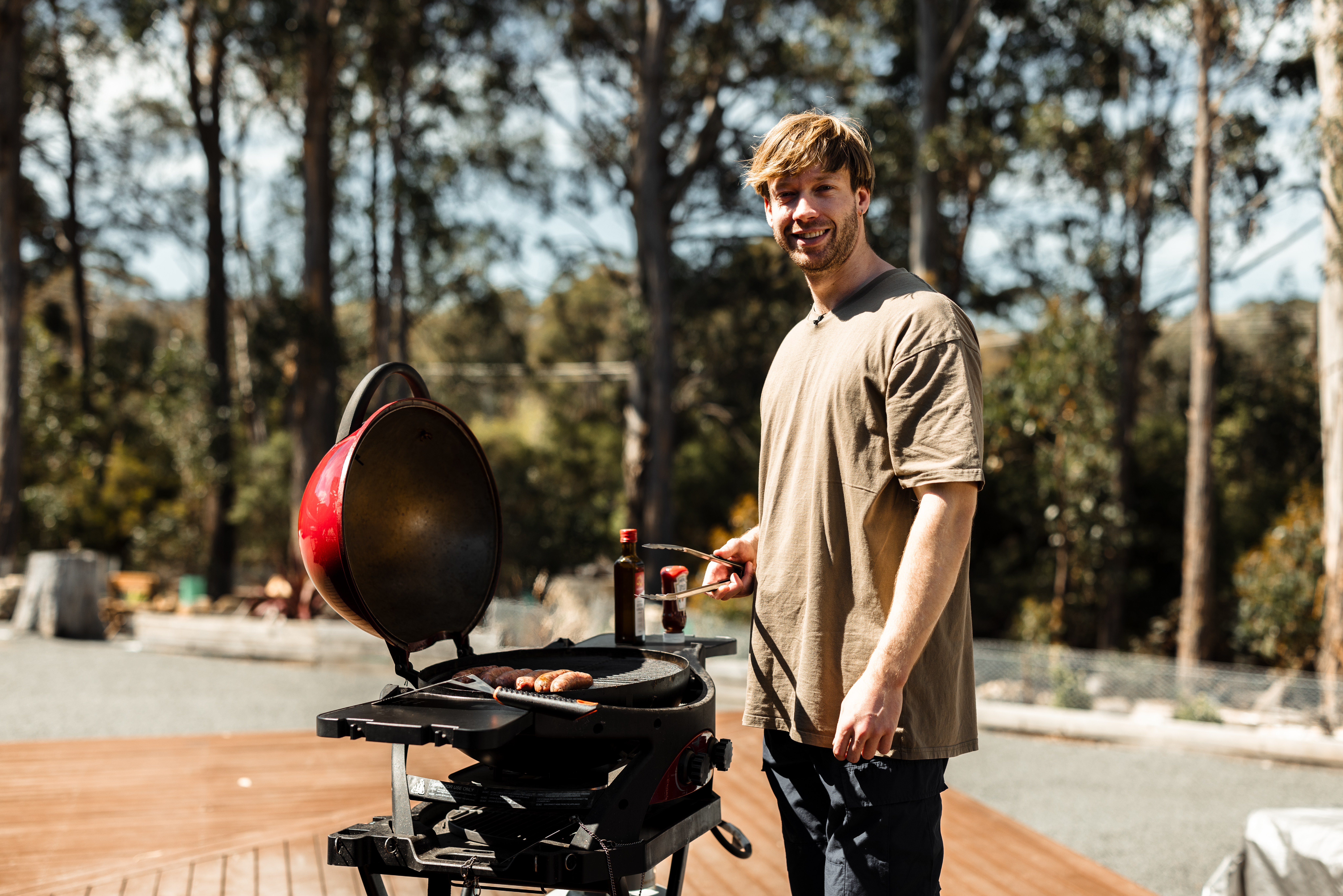 Louis cooking on a BBQ
