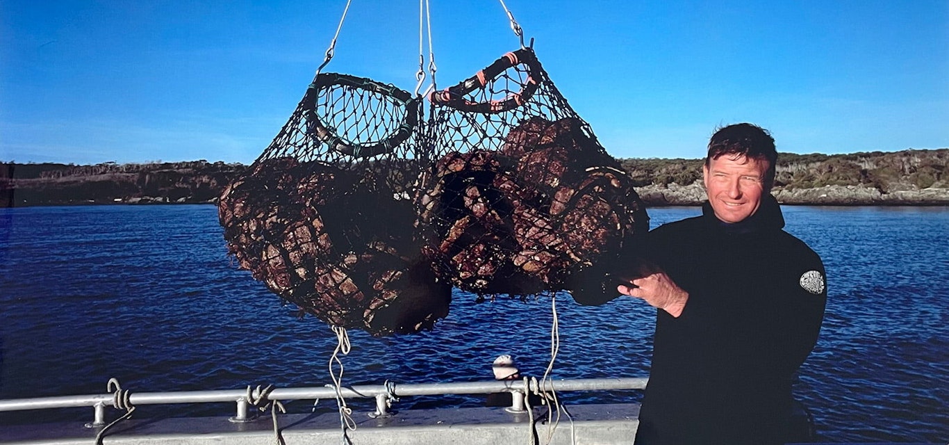 Pieter diving for abalone.