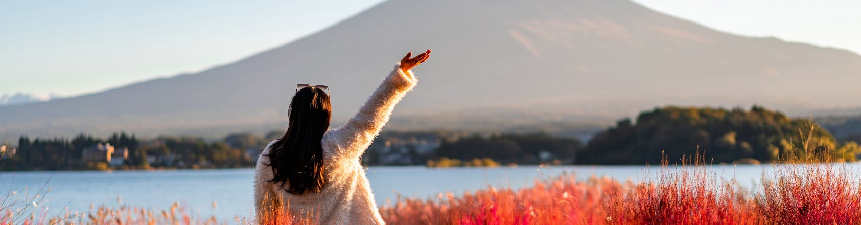 Woman standing in the fields of Japan