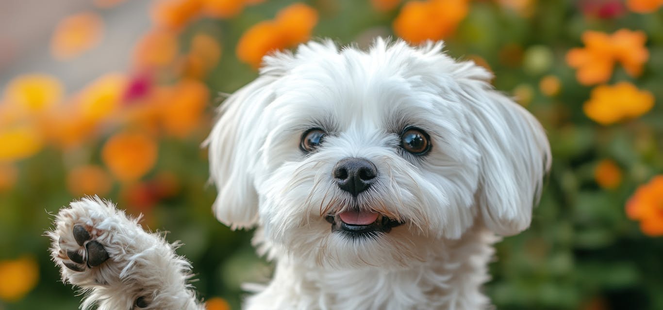 maltese shih tzu dog in the garden