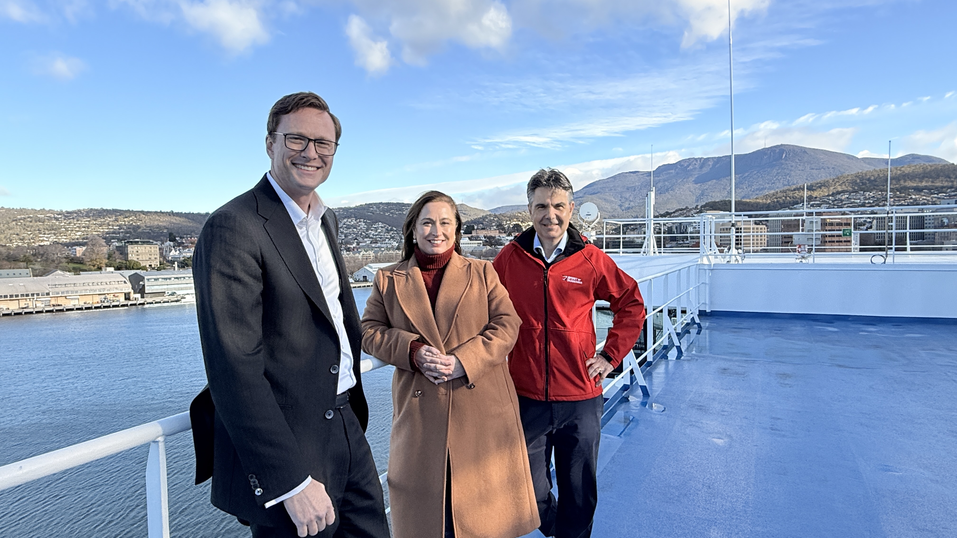 RACT CEO Mark Mugnaioni, TICT CEO Amy Hills and Chris Carbone CEO of TT-Line
