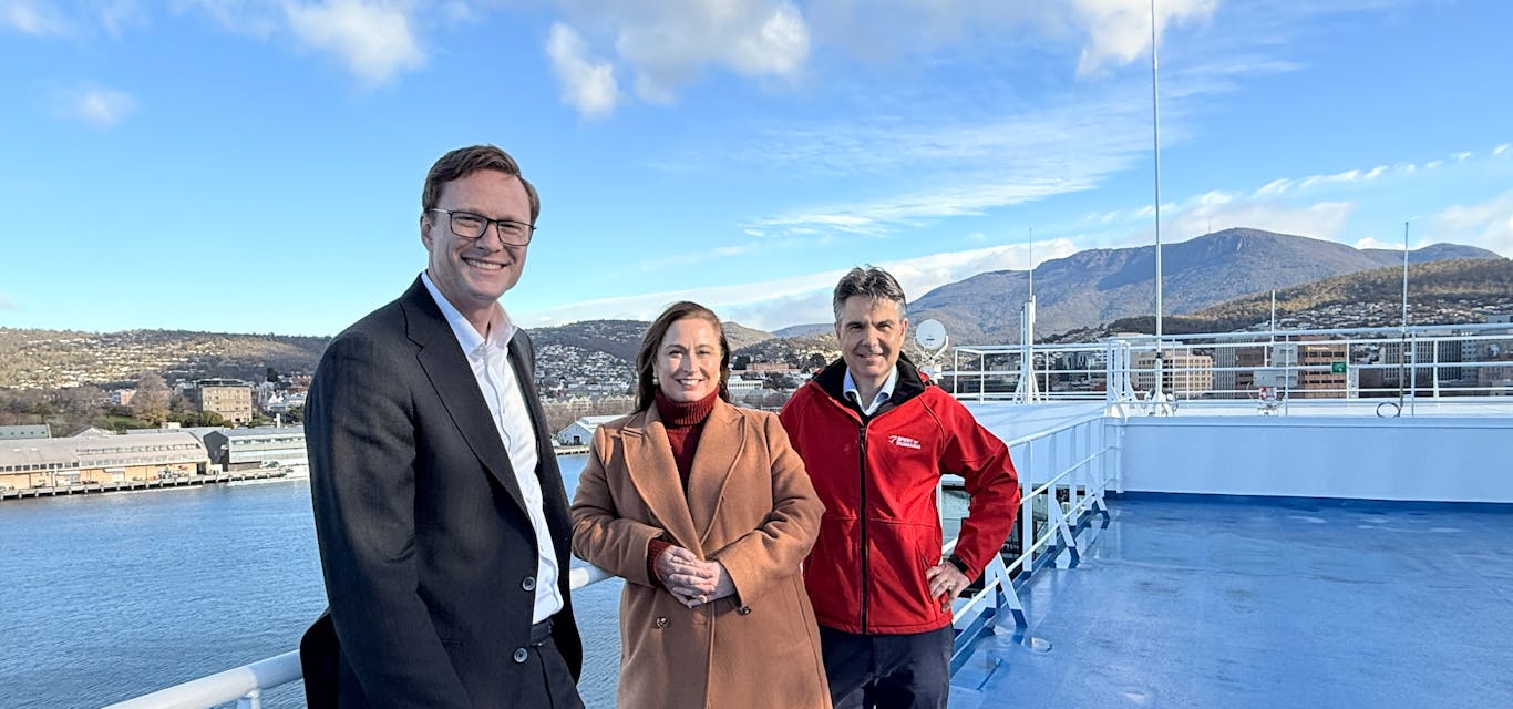 Pictured from left: RACT CEO Mark Mugnaioni, TICT CEO Amy Hills and Chris Carbone CEO of TT-Line RACT CEO Mark Mugnaioni, TICT CEO Amy Hills and Chris Carbone CEO of TT-Line