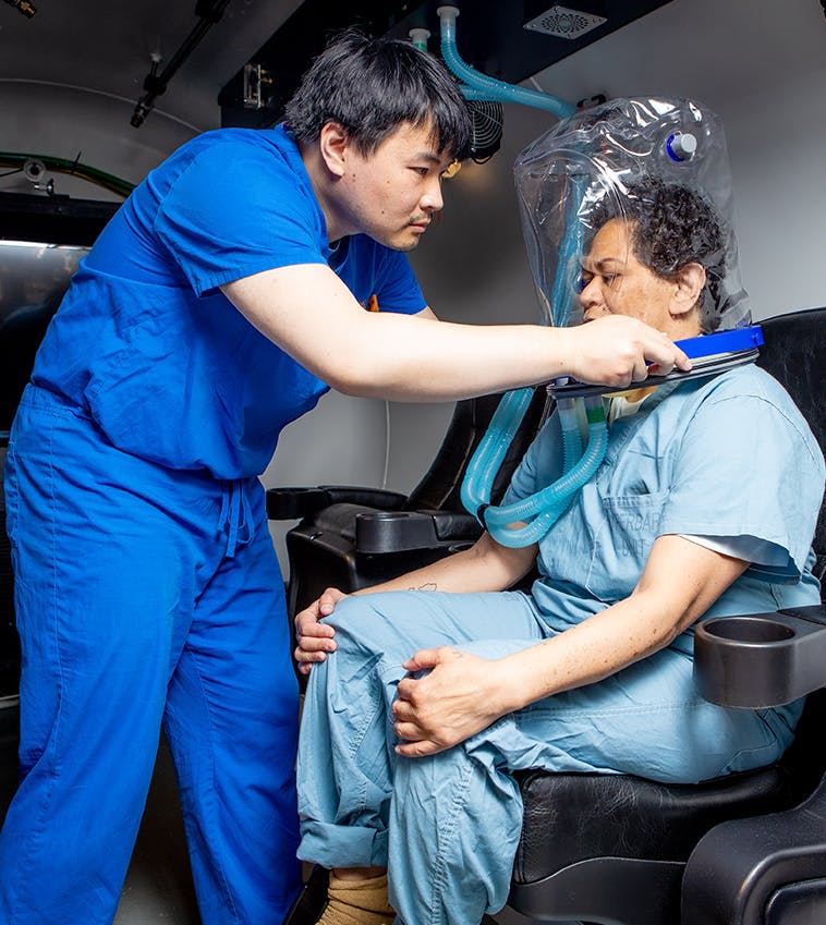 patient receiving hyperbaric oxygen therapy in san francisco