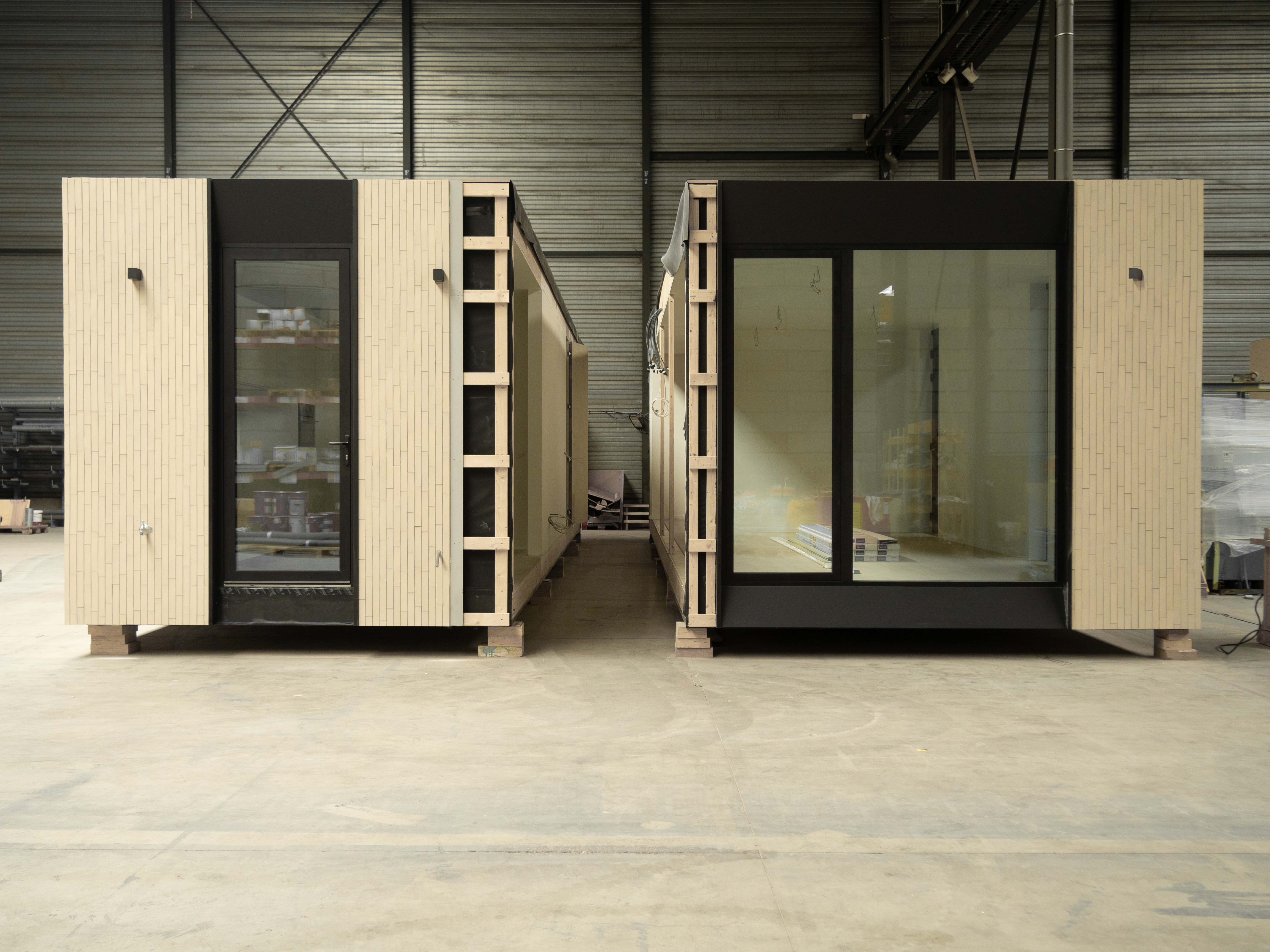 Skilpod modulaire woning, modules afgewerkt in het atelier