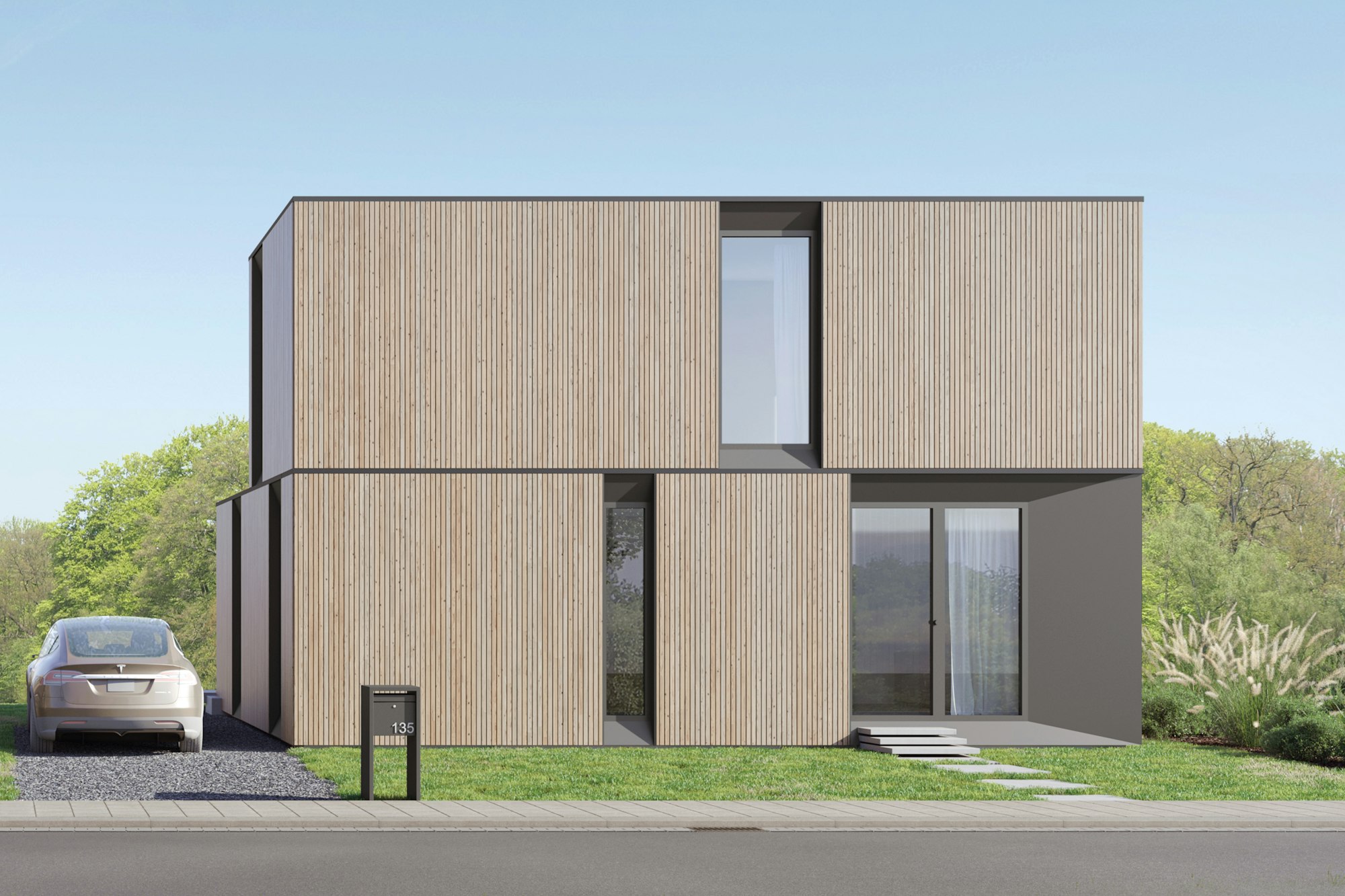Skilpod #135 — houtskeletbouw woning met 3 slaapkamers, modern design met naturel hout