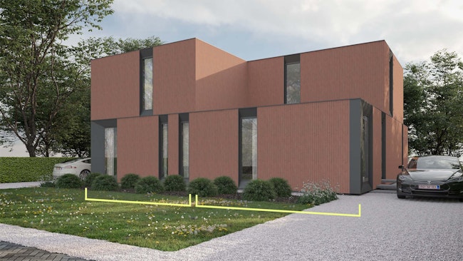 Skilpod #130 — houtskeletbouw woning met 4 slaapkamers, modern design met rode steen