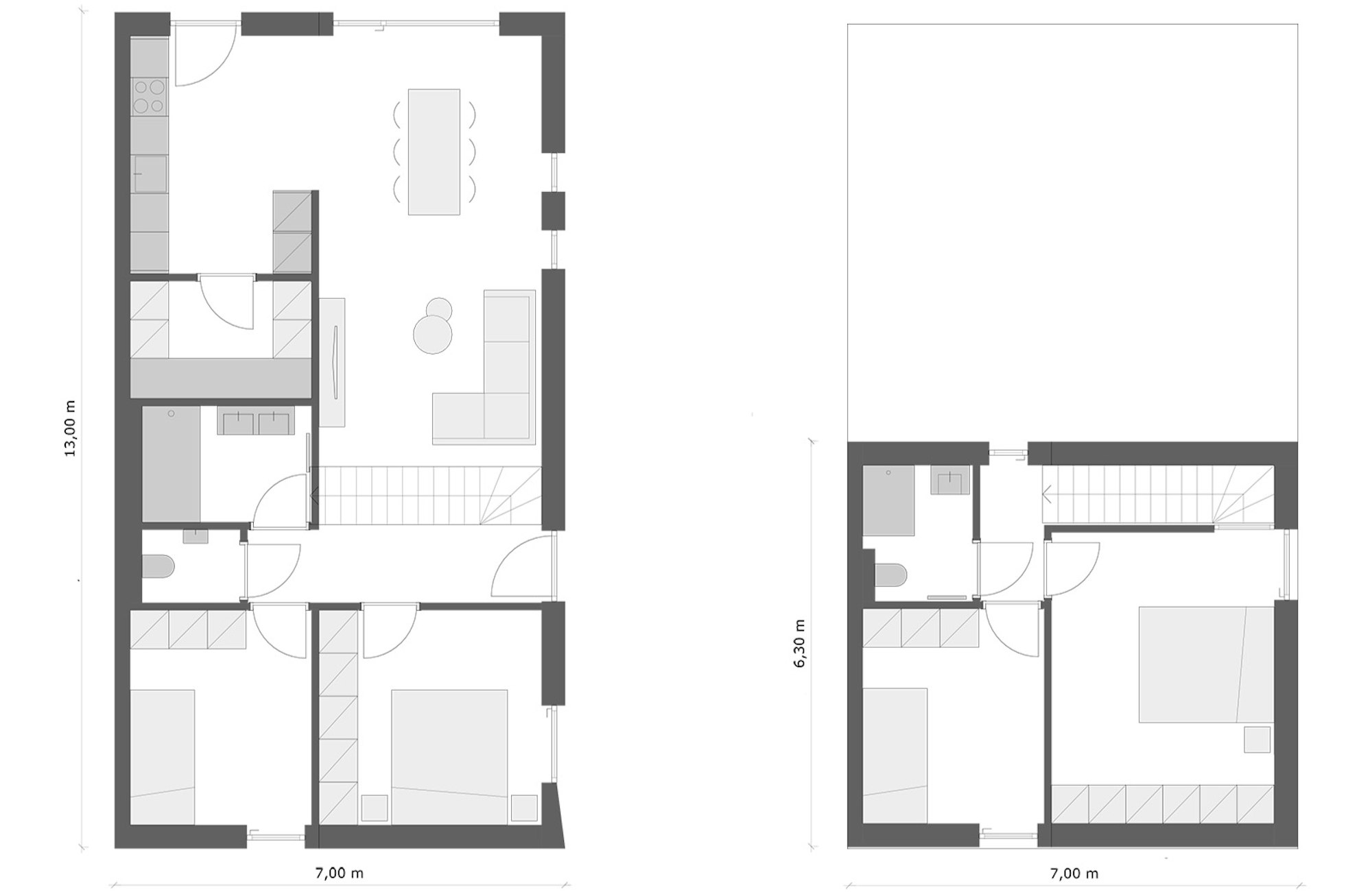 Plan Skilpod #130 houtskeletbouw woning verdieping vooraan