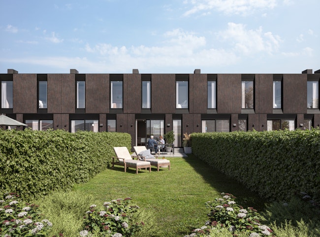 Skilpod nieuwbouw project op de Chocoladefabriek site in Tongeren, energiezuinige gezinswoningen