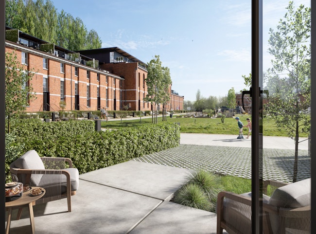 Skilpod nieuwbouw project op de Chocoladefabriek site in Tongeren, energiezuinige gezinswoningen