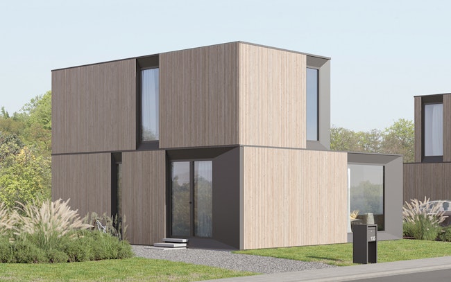Skilpod #135 — houtskeletbouw woning met 3 slaapkamers, modern design in natuurhout