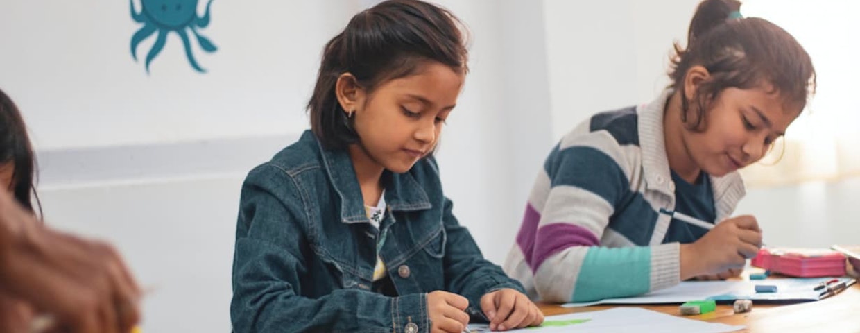 Children study diligently