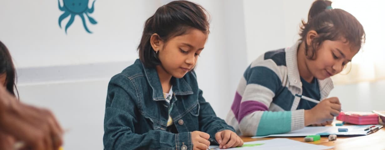 Children study diligently
