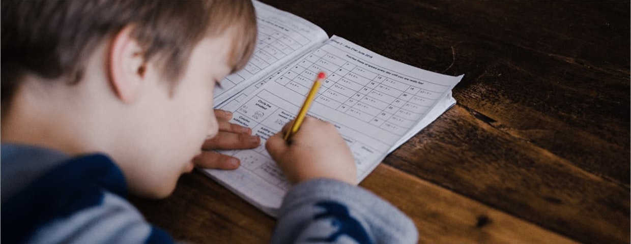 Focused child practices mathematics