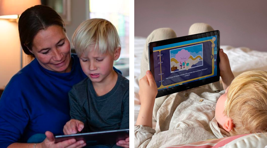 Mom and son are doing Albert’s exercises together