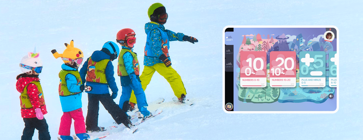 The kids are having fun skiing