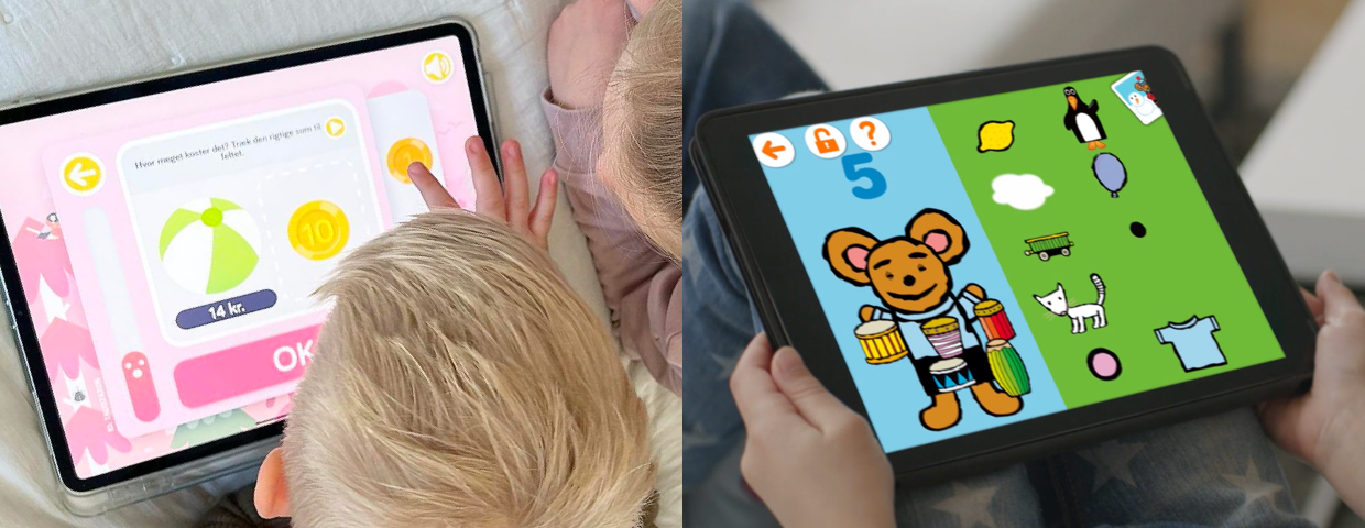 Barn lär sig genom interaktiva spel och övningar på en surfplatta