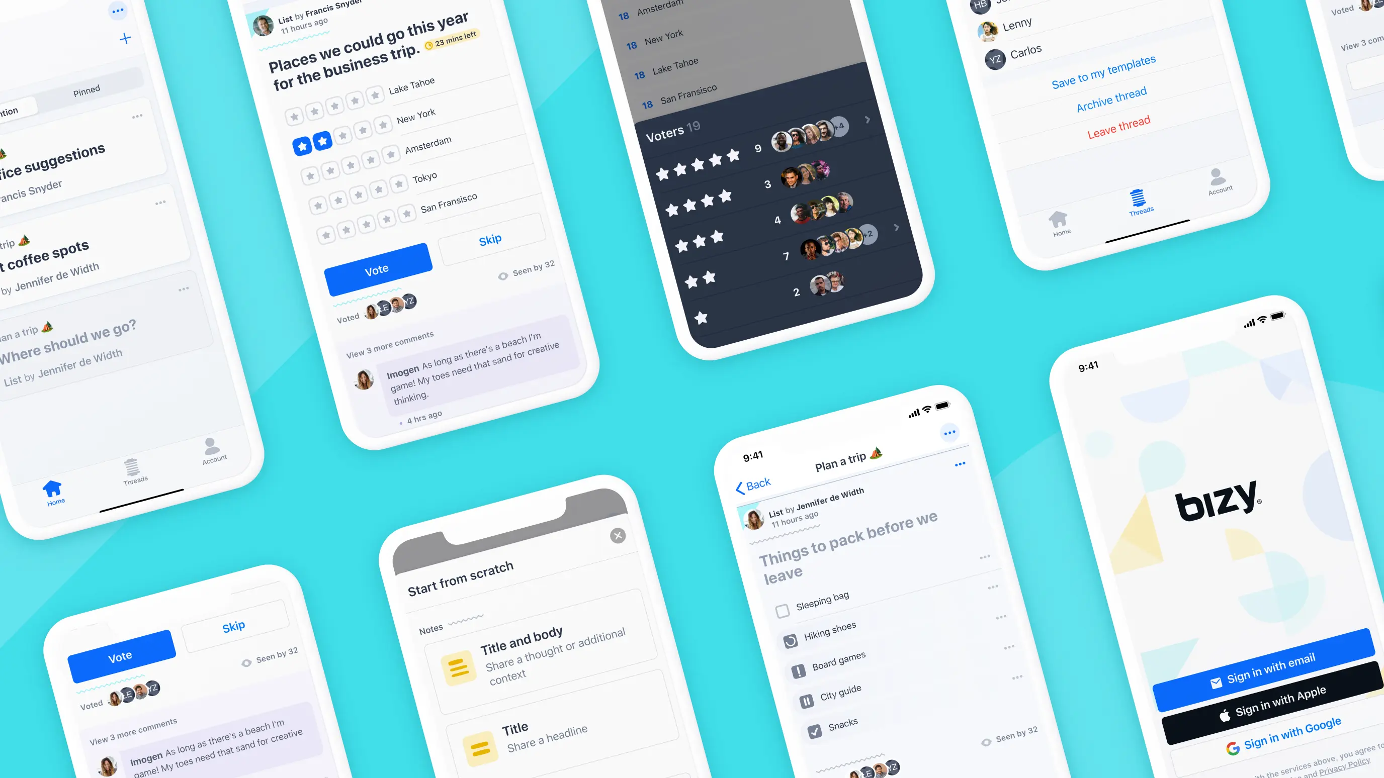Bizy Mobile Screens