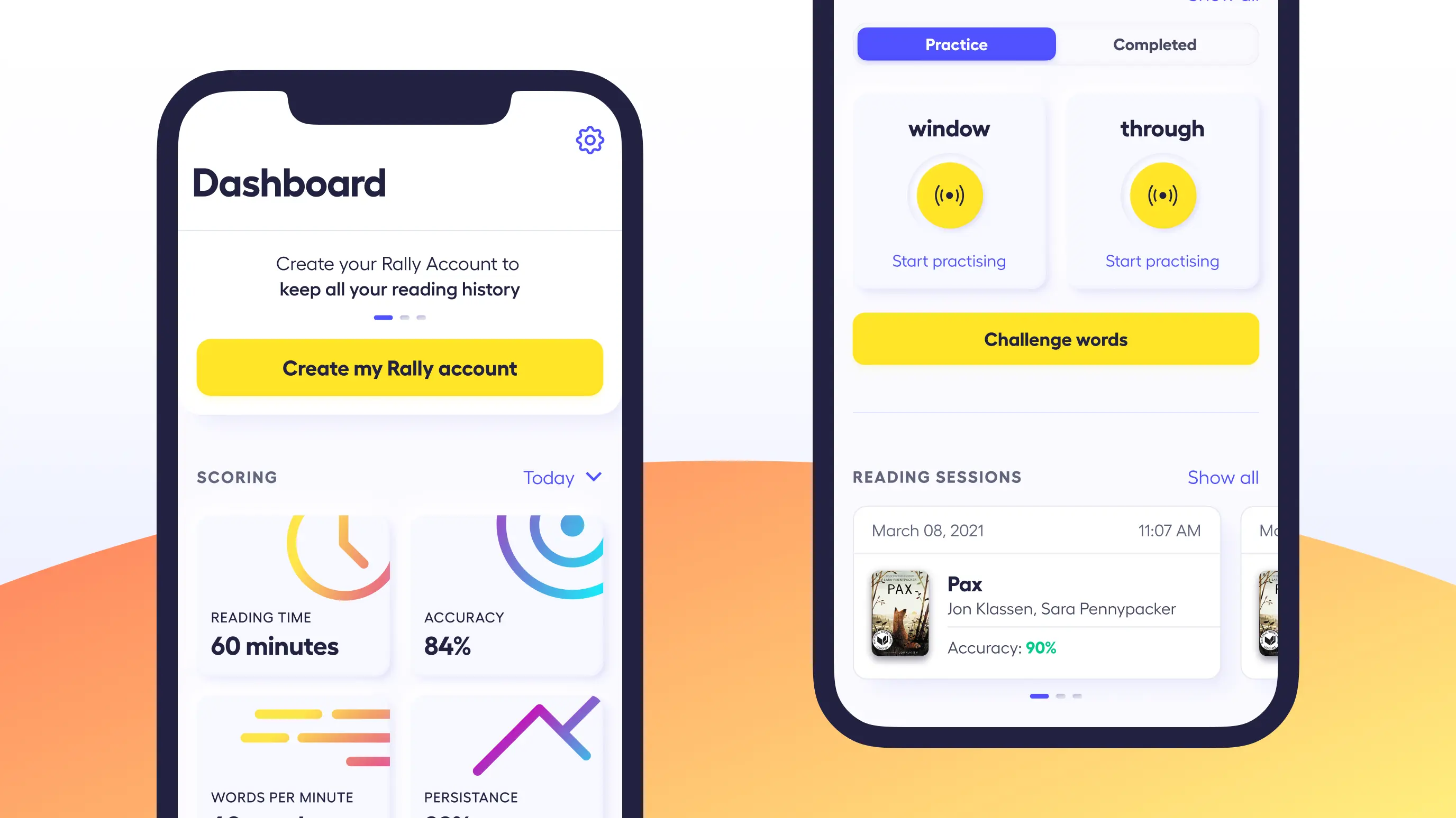 Rally Reader UI on mobile