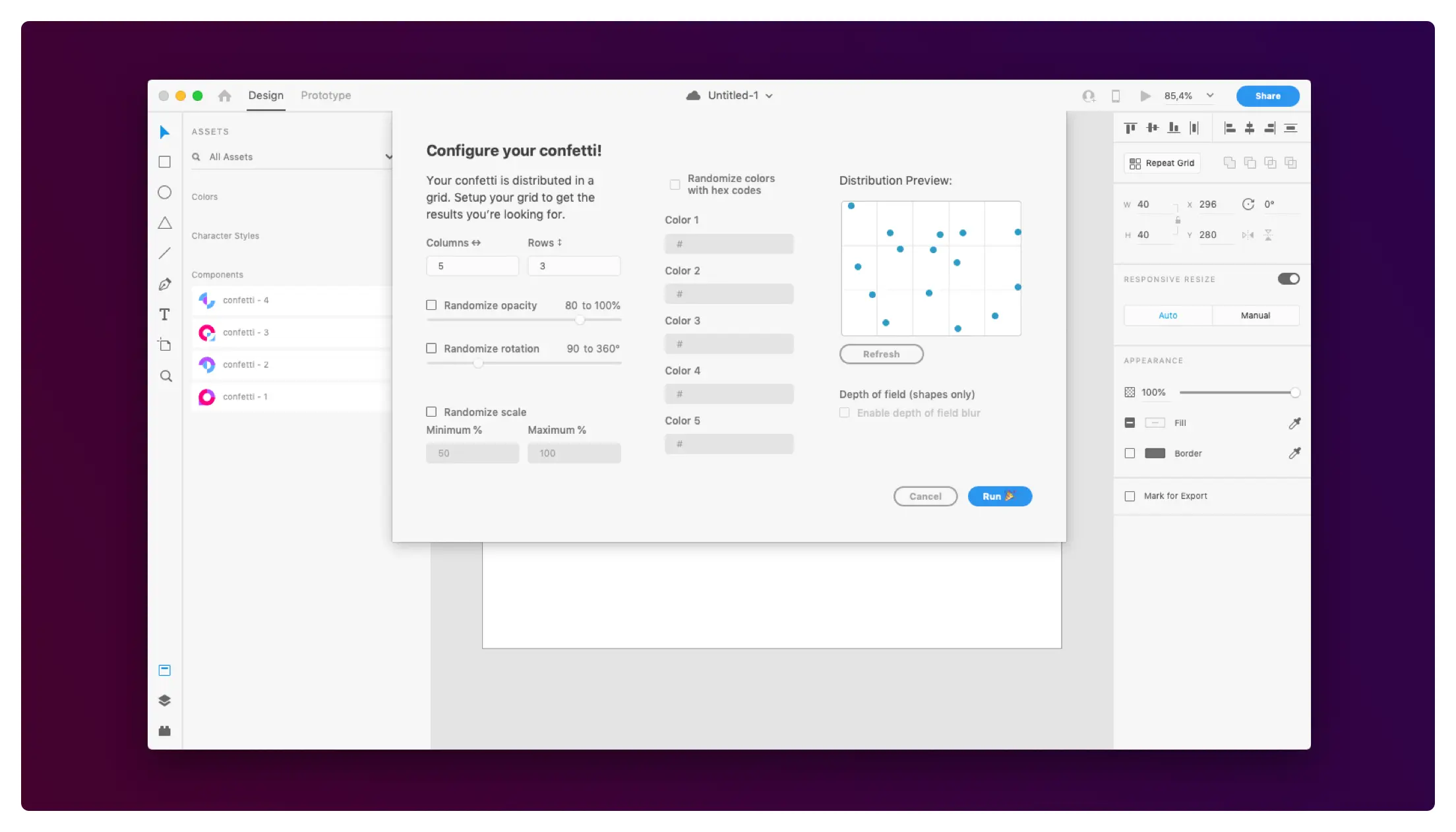 Confetti with a modal