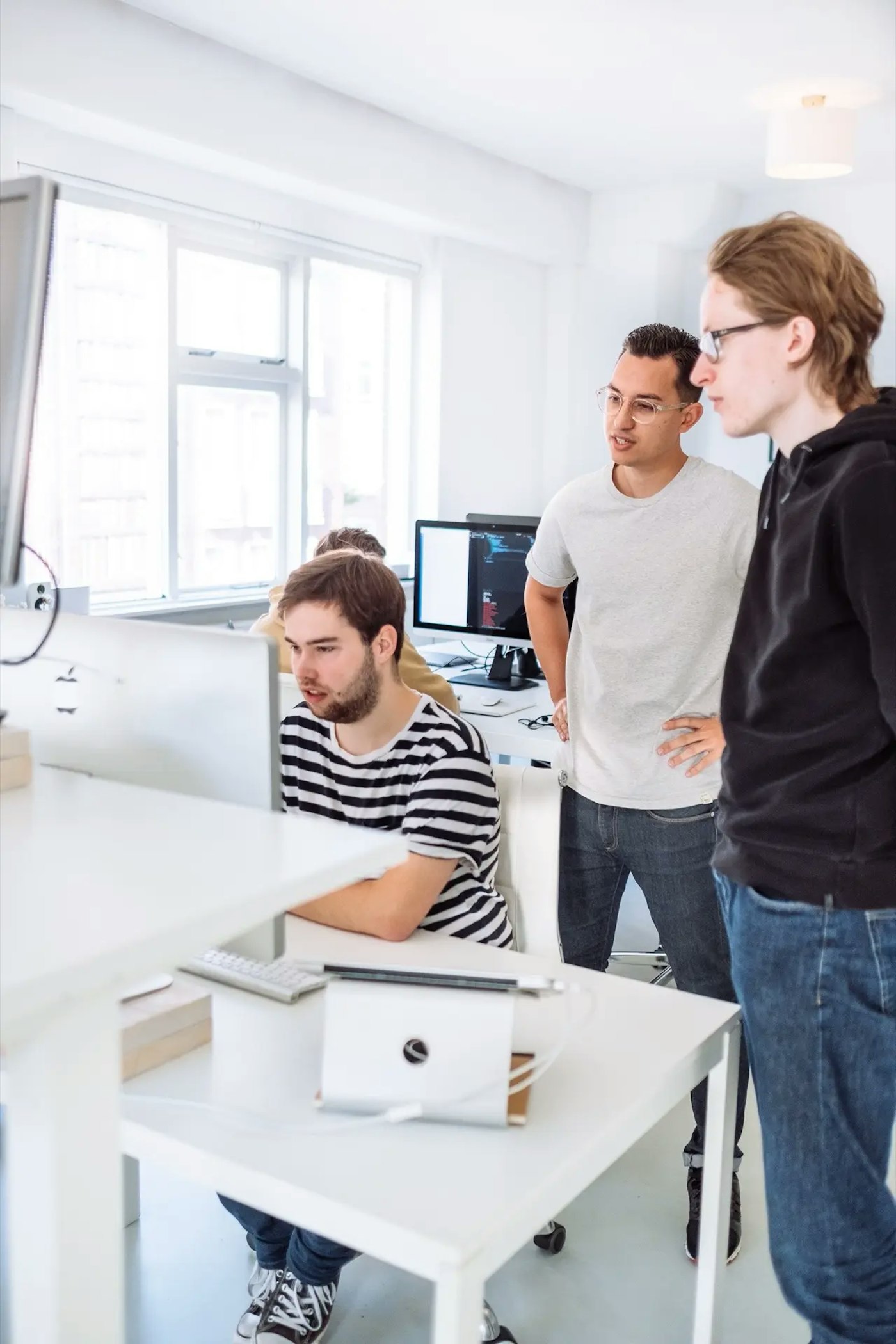 Collaborating at a desk