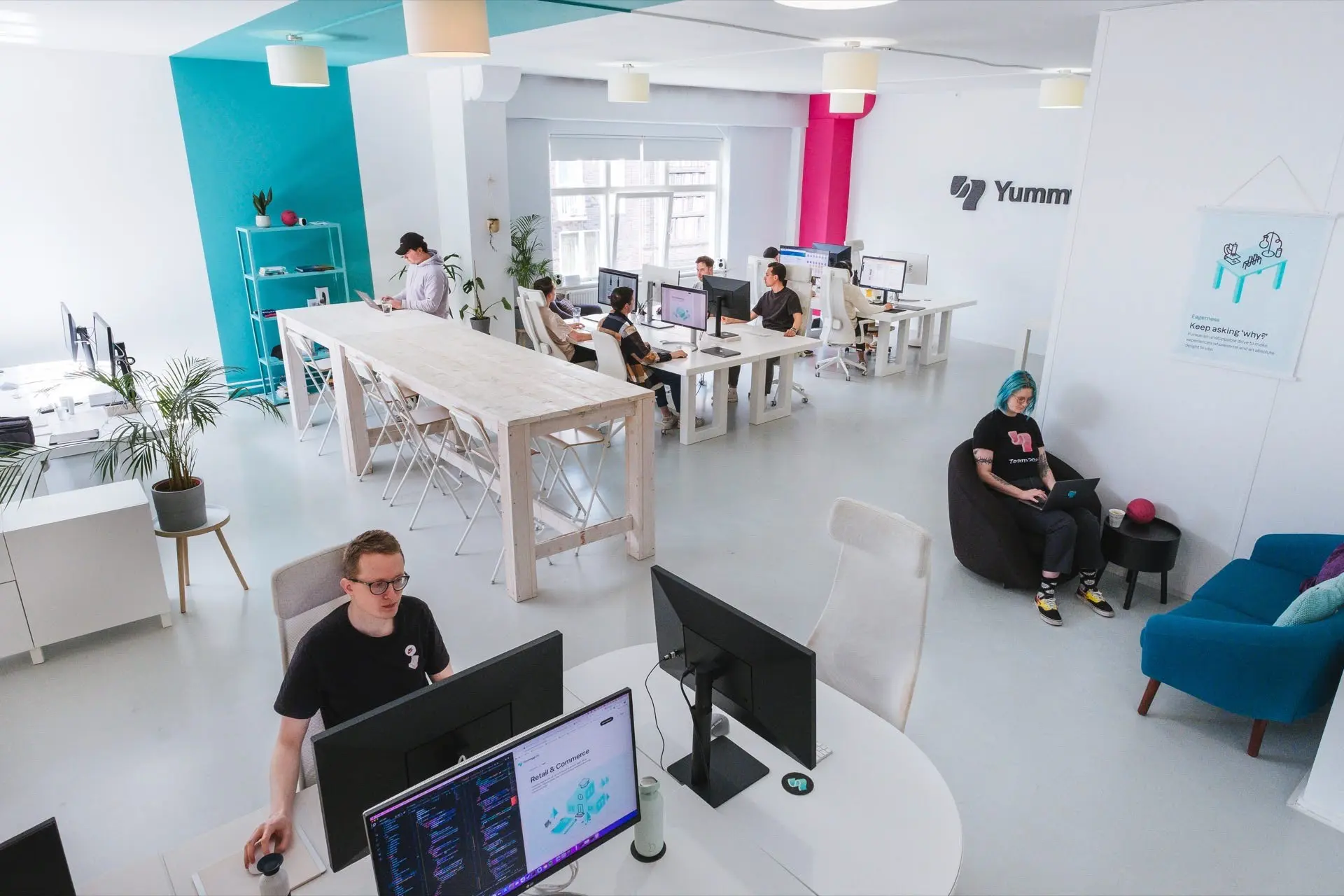 The Yummygum team working at the office.