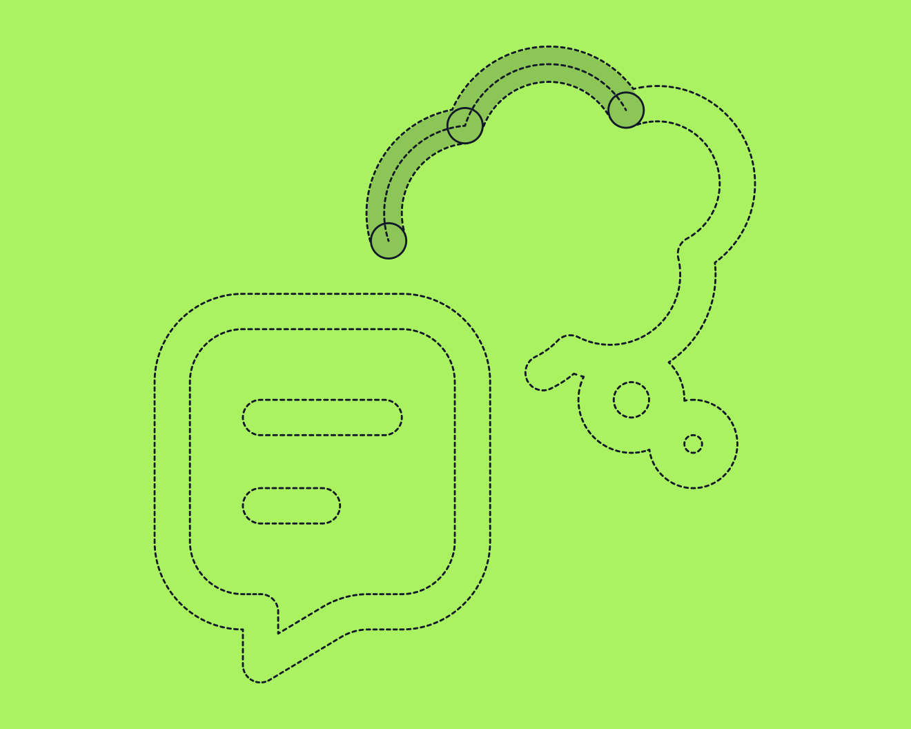 scaled up, graphical view of one of the icons Yummygum created for Classroomscreen on a green background, showing dotted outlines to indicate the attention to detail spent