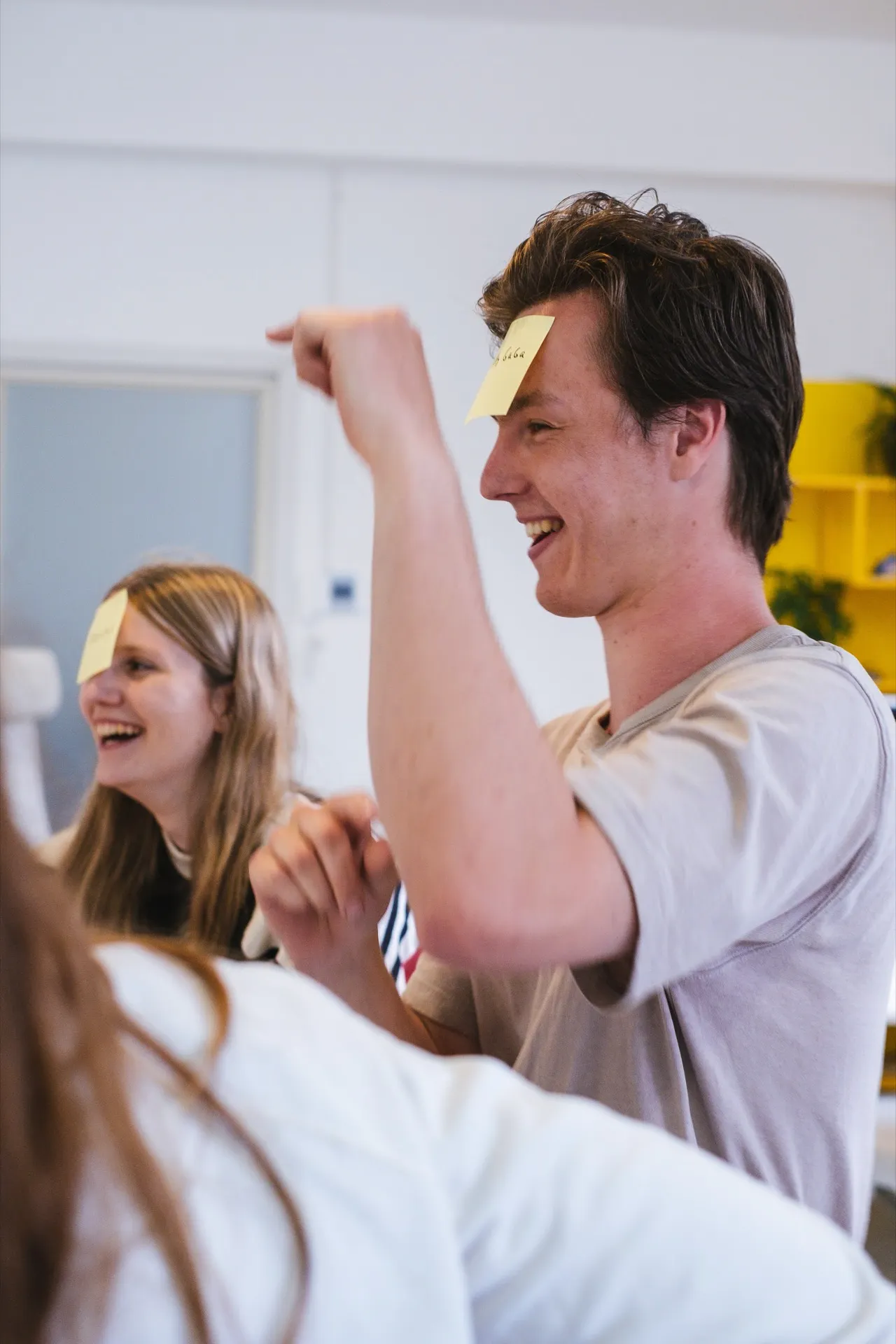 Laughing people playing a game