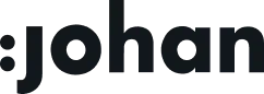 Johan logo set in dark monochrome color