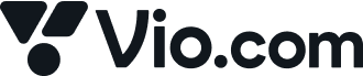 Vio.com logo set in dark monochrome color