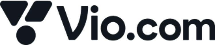 Vio.com logo set in dark monochrome color