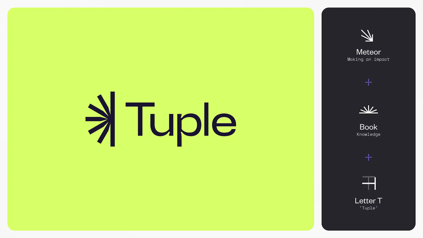 Two rounded rectangles that displays the logo we've made for Tuple and the explanation of the logo mark