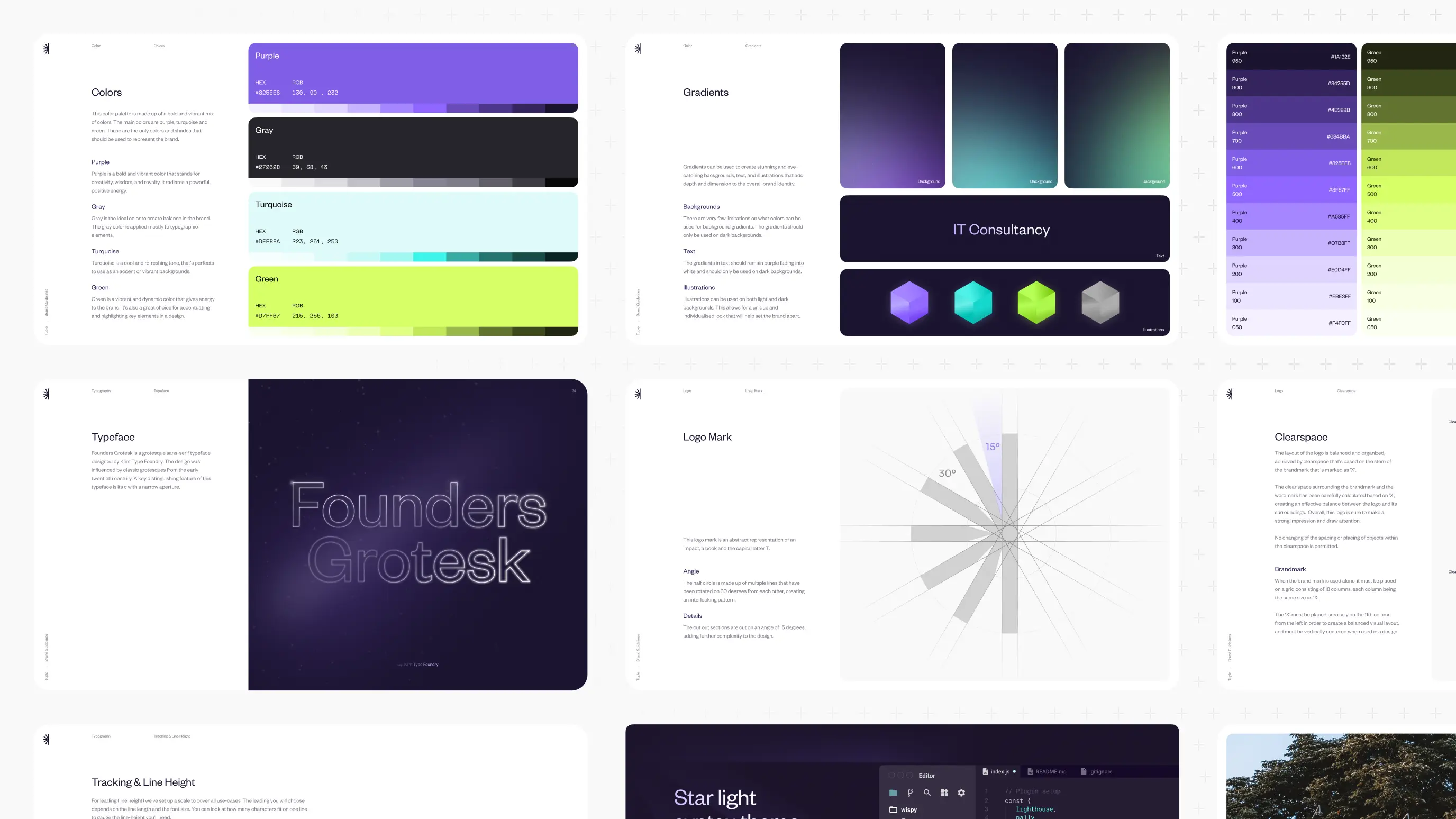 Image with nine rounded rectangles that displays some slides from the Brand Identity Guidelines we've made for Tuple