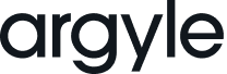 Monochrome version of the Argyle logo that is a wordmark that reads Argyle