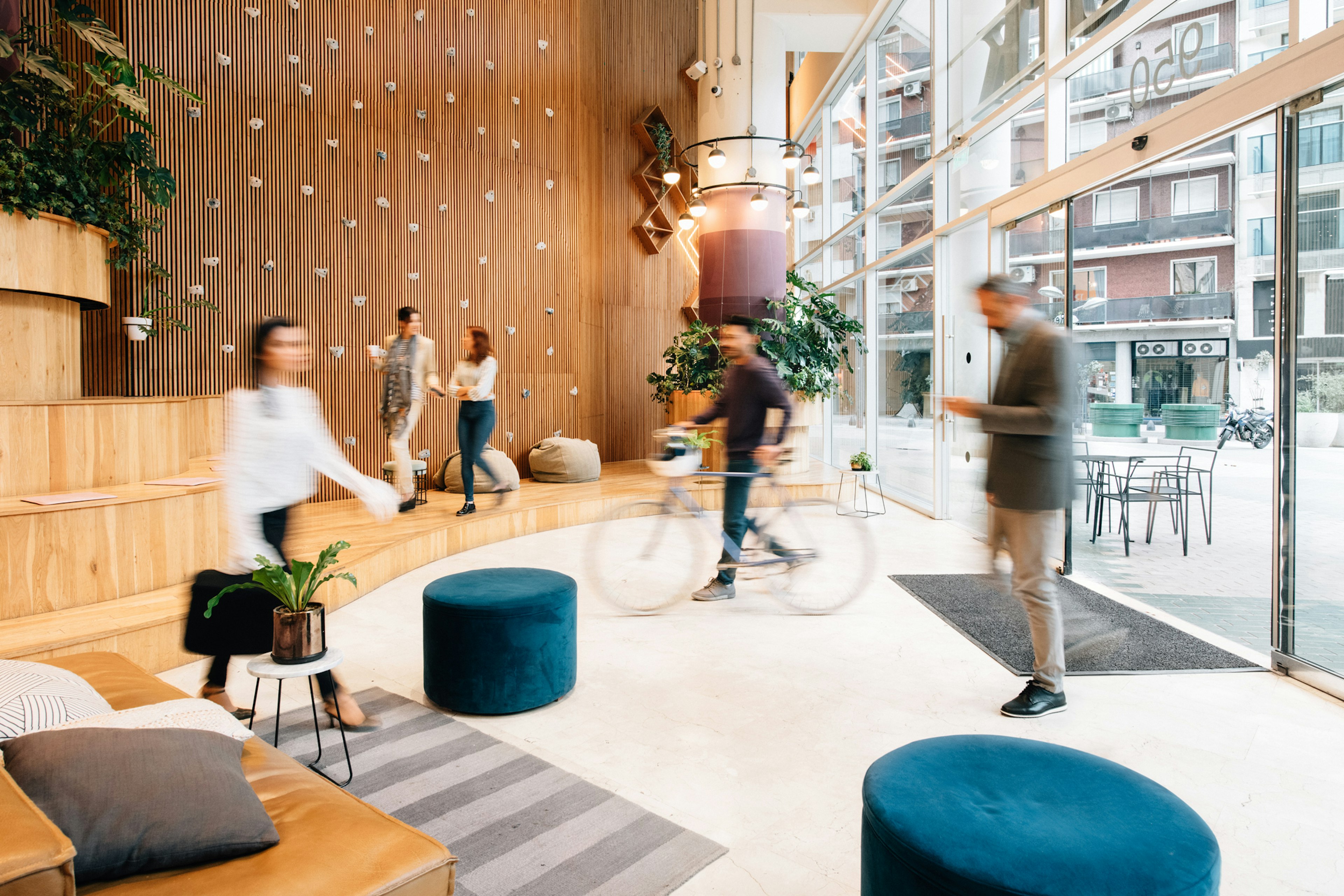 A busy building lobby protected by Plasma Air's soft ionization technology.