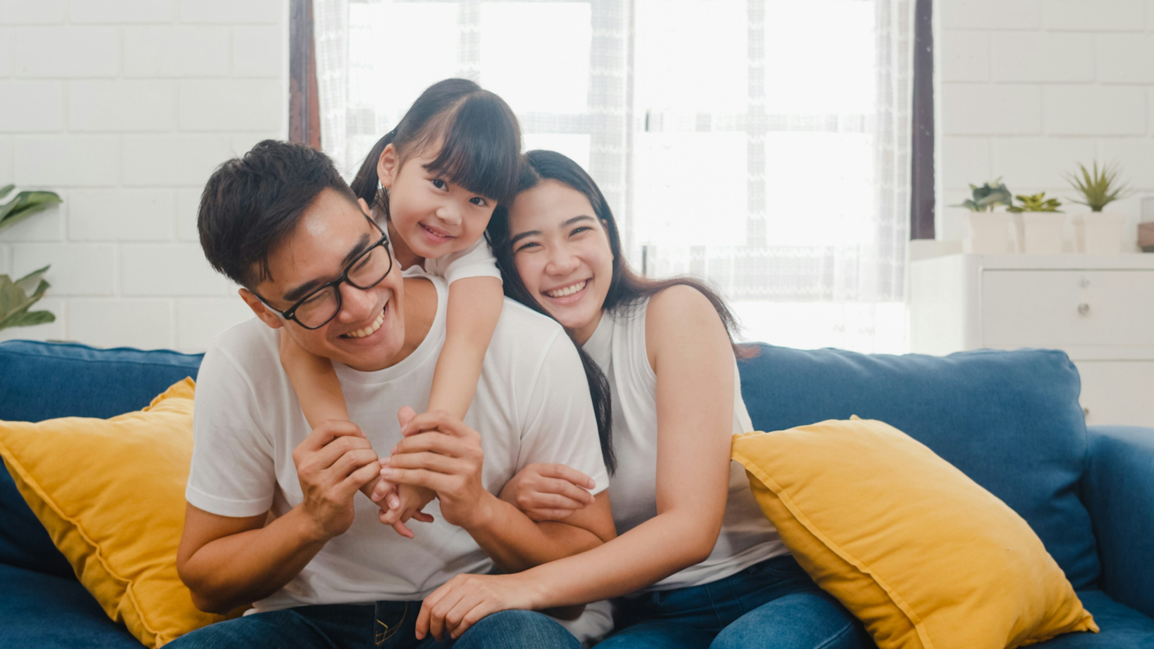 Happy family breathing clean air!