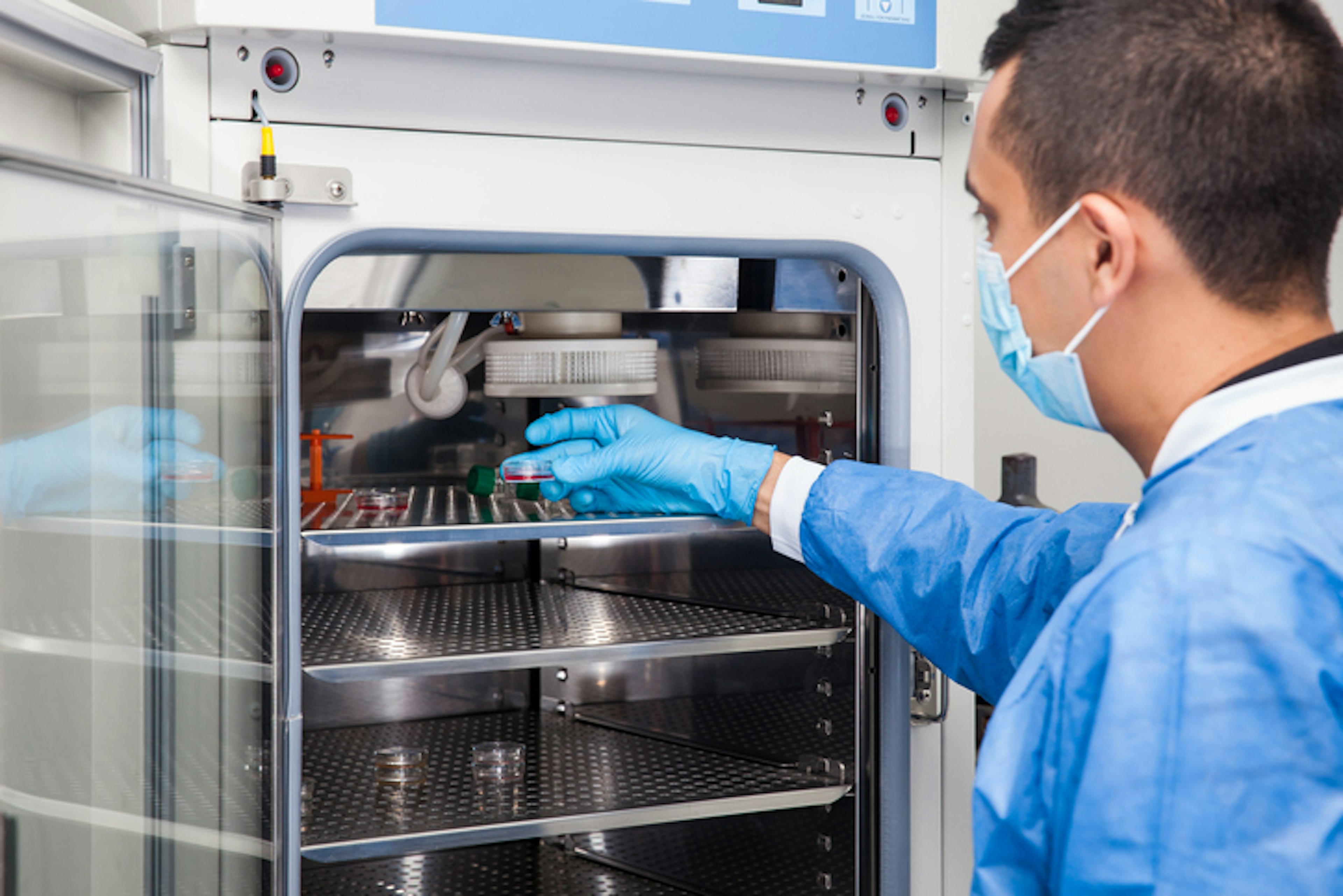 Worker in an IVF lab