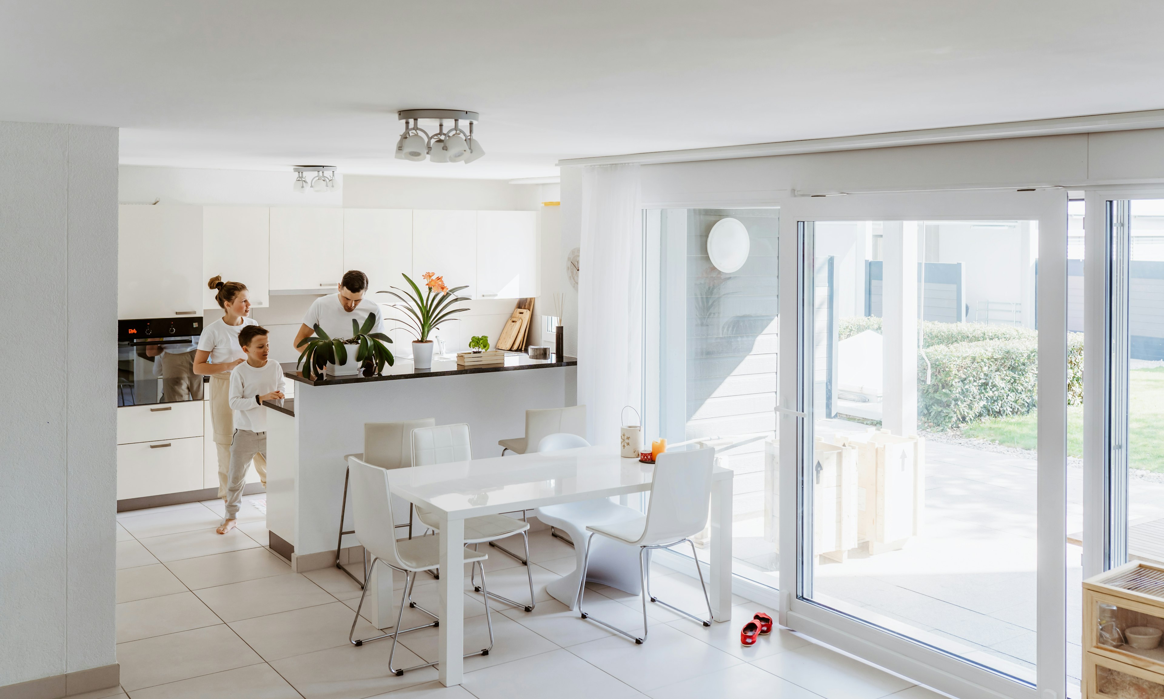 Family stay indoors during the hot summer months.