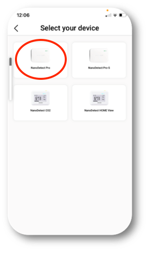 NanoDetect - Select the Device