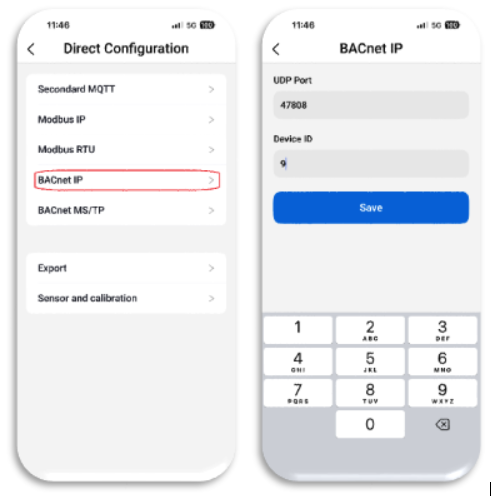 Device Configuration Image - BACnet IP address